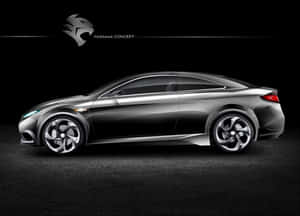 Proton Car Driving Under A Cloudy Sky In A Mountainous Landscape Wallpaper