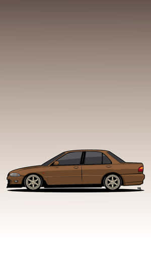 Proton_ Wira_ Brown_ Side_ View_ Illustration Wallpaper