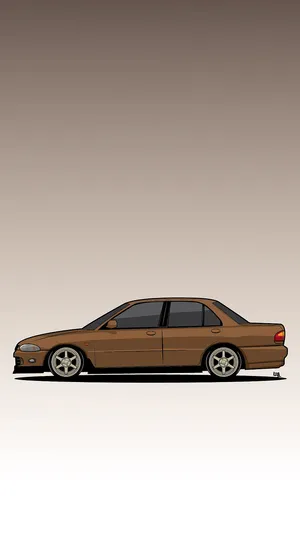 Proton_ Wira_ Brown_ Side_ View_ Illustration Wallpaper