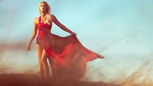 Provocative Red Dress Wallpaper