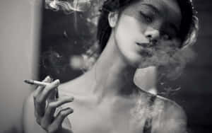 Provocative Smoking Girl Wallpaper