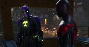 Prowlerand Spiderman Standoff Wallpaper