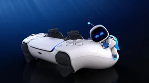 Ps5 Controller With Astrobot Wallpaper
