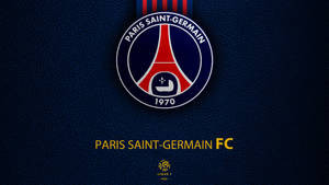 Psg Emblem On Blue Leather Wallpaper