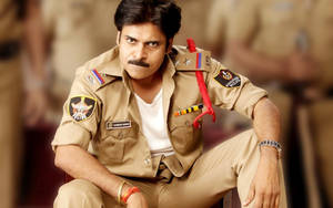 Pspk Crouching In Police Uniform Wallpaper