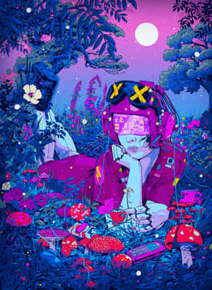 Psychedelic Anime Dreamscape Wallpaper