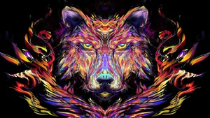 Psychedelic Colorsplash Animal Friends Wallpaper