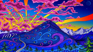 Psychedelic Mountain Art Laptop Wallpaper