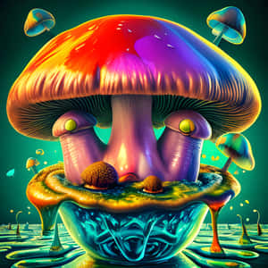 Psychedelic Mushroom Fantasy Art Wallpaper