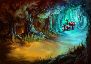 Psychedelic Mushroom Vector Art Wallpaper