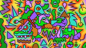 Psychedelic People 90s Style Art Wallpaper
