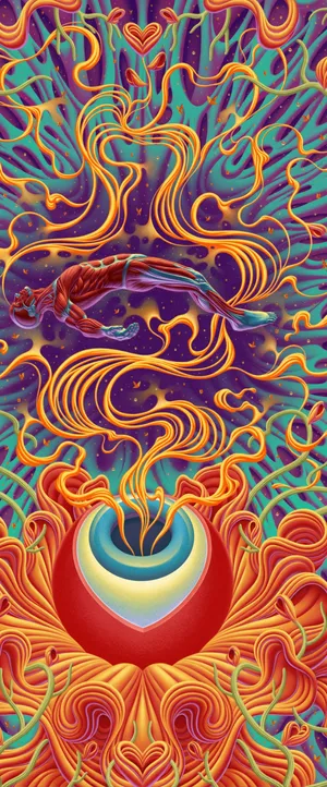 Psychedelic_ Swimmer_i Phone_ Wallpaper Wallpaper