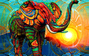 Psychedelic Wild Animals In A Surreal World Wallpaper