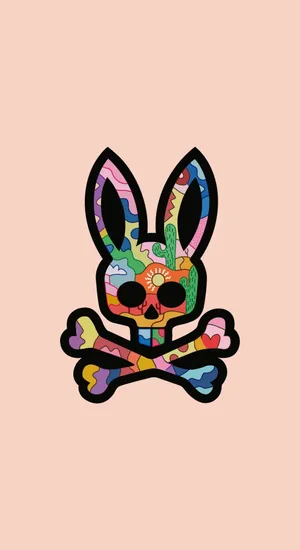 Psycho Bunny Colorful Skull Logo Wallpaper