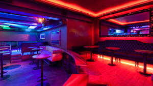 Pub Red Purple Neon Lights Photo Wallpaper