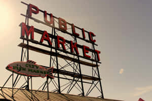 Public Market Vintage Sign Wallpaper