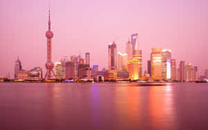 Pudong Pink City Skyline Wallpaper