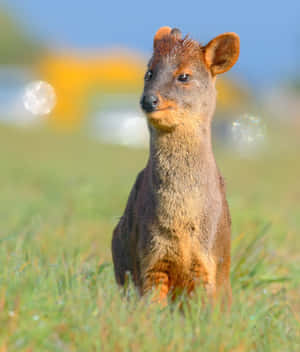 Pudu Deerin Sunlit Field.jpg Wallpaper