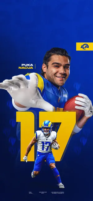 Puka Nacua Los Angeles Rams Promotional Artwork Wallpaper