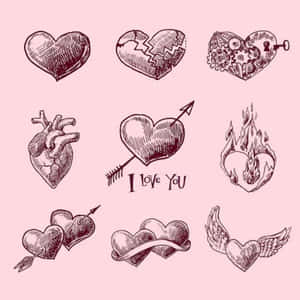 Pulsing Cartoon Heart On A Gradient Background Wallpaper