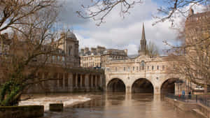 Pulteney_ Bridge_ River_ Avon_ Bath_ U K Wallpaper