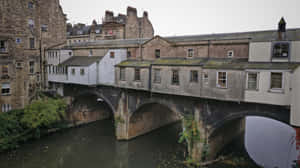 Pulteney Bridge River Avon Bath U K Wallpaper