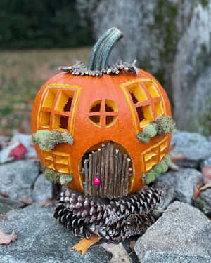 Pumpkin Fairy House Creation Wallpaper