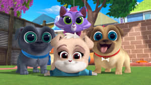 Puppy Dog Pals In Backyard Wallpaper