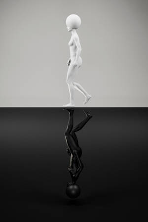 Pure Black And White Alien Walking Wallpaper