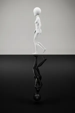 Pure Black And White Alien Walking Wallpaper