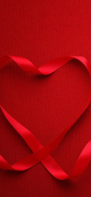 Pure Red Ribbon Heart Wallpaper