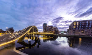 Purmerend Melkwegbrug Twilight Scene Wallpaper