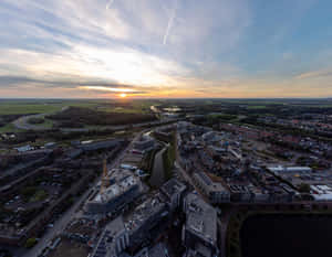 Purmerend Sunset Aerial View Wallpaper