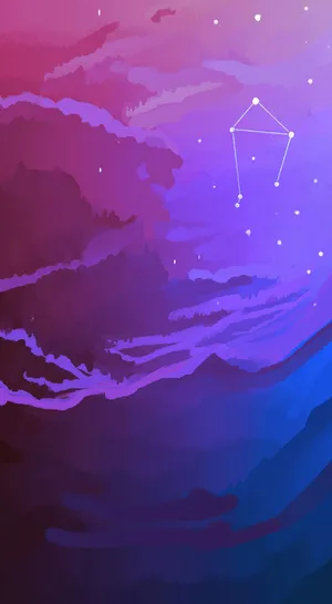 Purple Aesthetic Cute Libra Digital Artwork Wallpaper