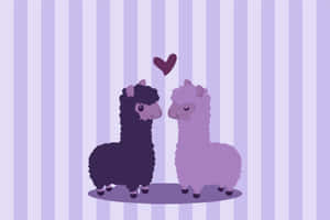 Purple Alpaca Love Illustration Wallpaper