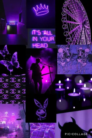 Purple And Black Images With The Words'it's All In Your Head' Wallpaper
