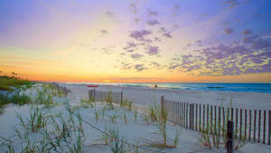 Purple And Orange Beach Sunrise Wallpaper