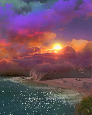 Purple And Orange Trippy Aesthetic Cloud Wallpaper