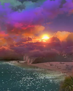 Purple And Orange Trippy Aesthetic Cloud Wallpaper