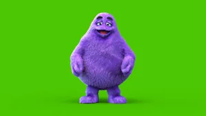 Purple Animated Character Green Background Wallpaper