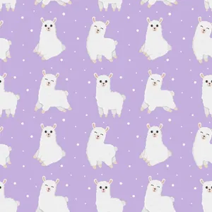 Purple Background White Alpacas Pattern Wallpaper