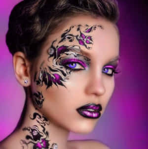 Purple_ Black_ Fantasy_ Makeup_ Portrait Wallpaper