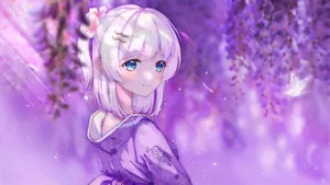 Purple_ Blossom_ Anime_ Girl.jpg Wallpaper