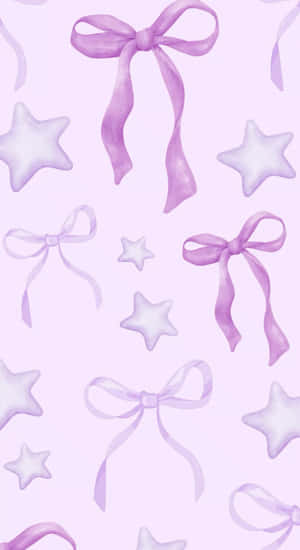Purple Bow And Star Pattern Wallpaper