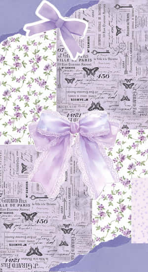 Purple Bow Collage Design Wallpaper