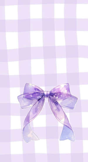 Purple Bow On Checkered Background Wallpaper