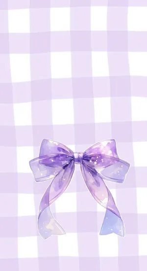 Purple Bow On Checkered Background Wallpaper