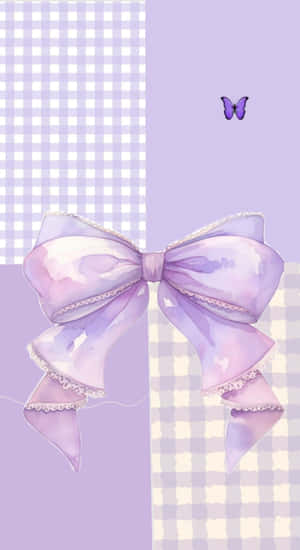 Purple Bow With Butterfly Wallpaper