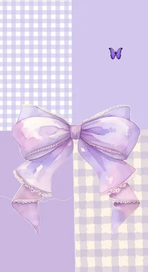 Purple Bow With Butterfly Wallpaper