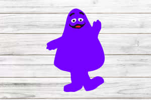 Purple Cartoon Character Wooden Background Wallpaper